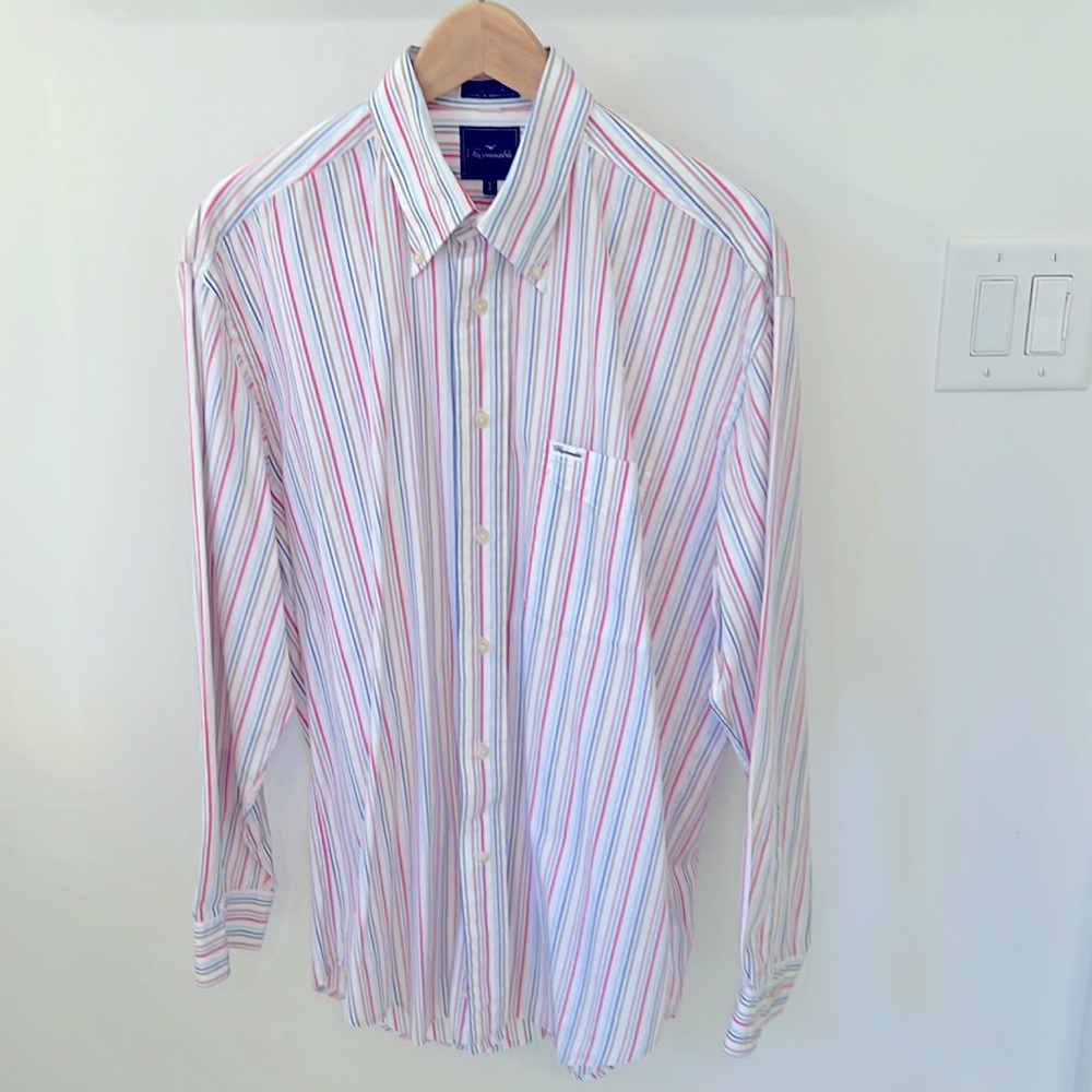 Man's Faconnable striped cotton shirt size L
